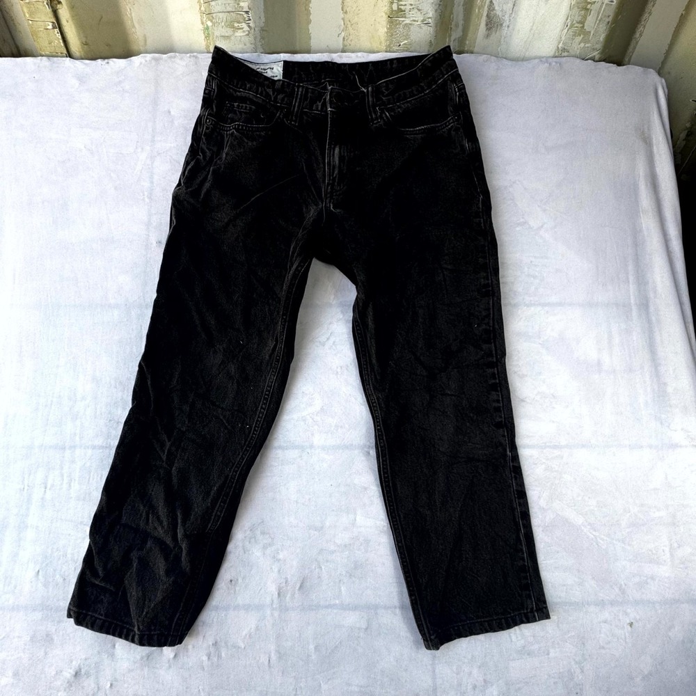 H&M Regular Tapered Cropped Jeans Women's 27x21.5 Black Denim Classic Straight